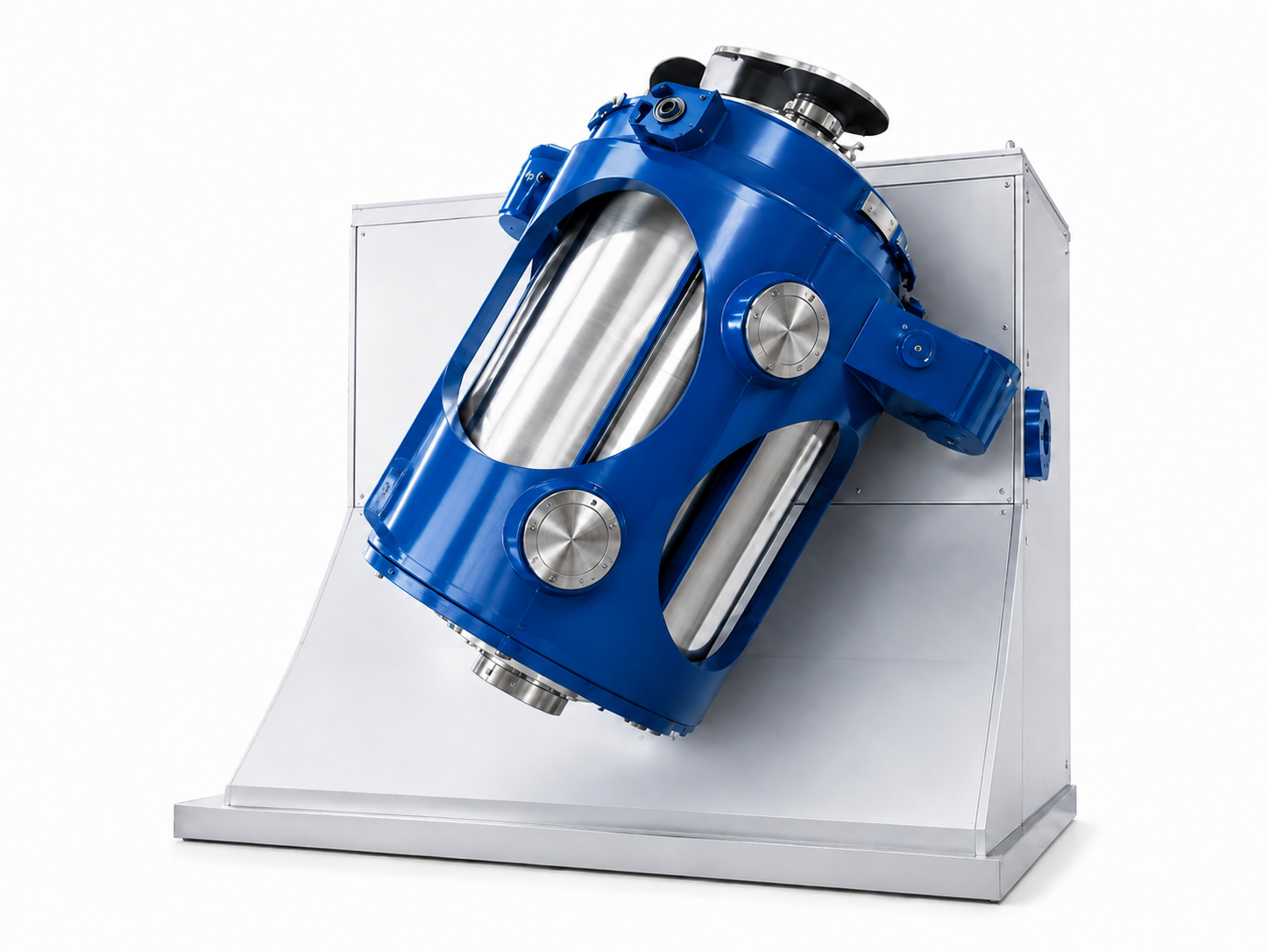 Alphie production-model 3D powder blender with blue mixing container