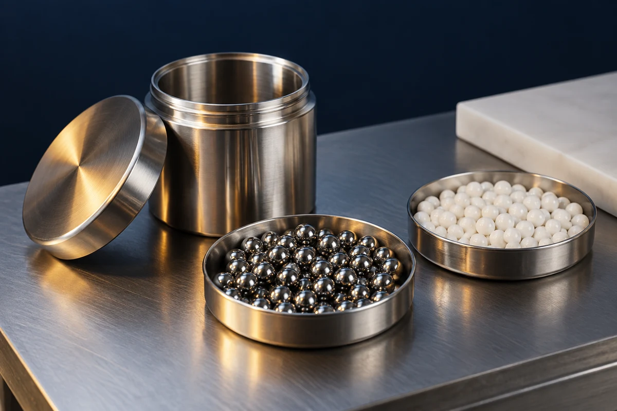 Illustration of replacement steel and ceramic media kept in separate dishes