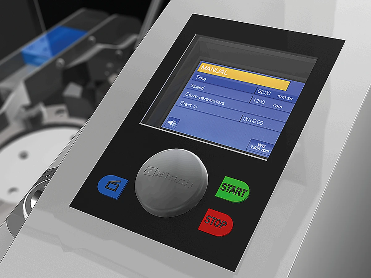 Graphic display of the RS 200 vibratory disc mill
