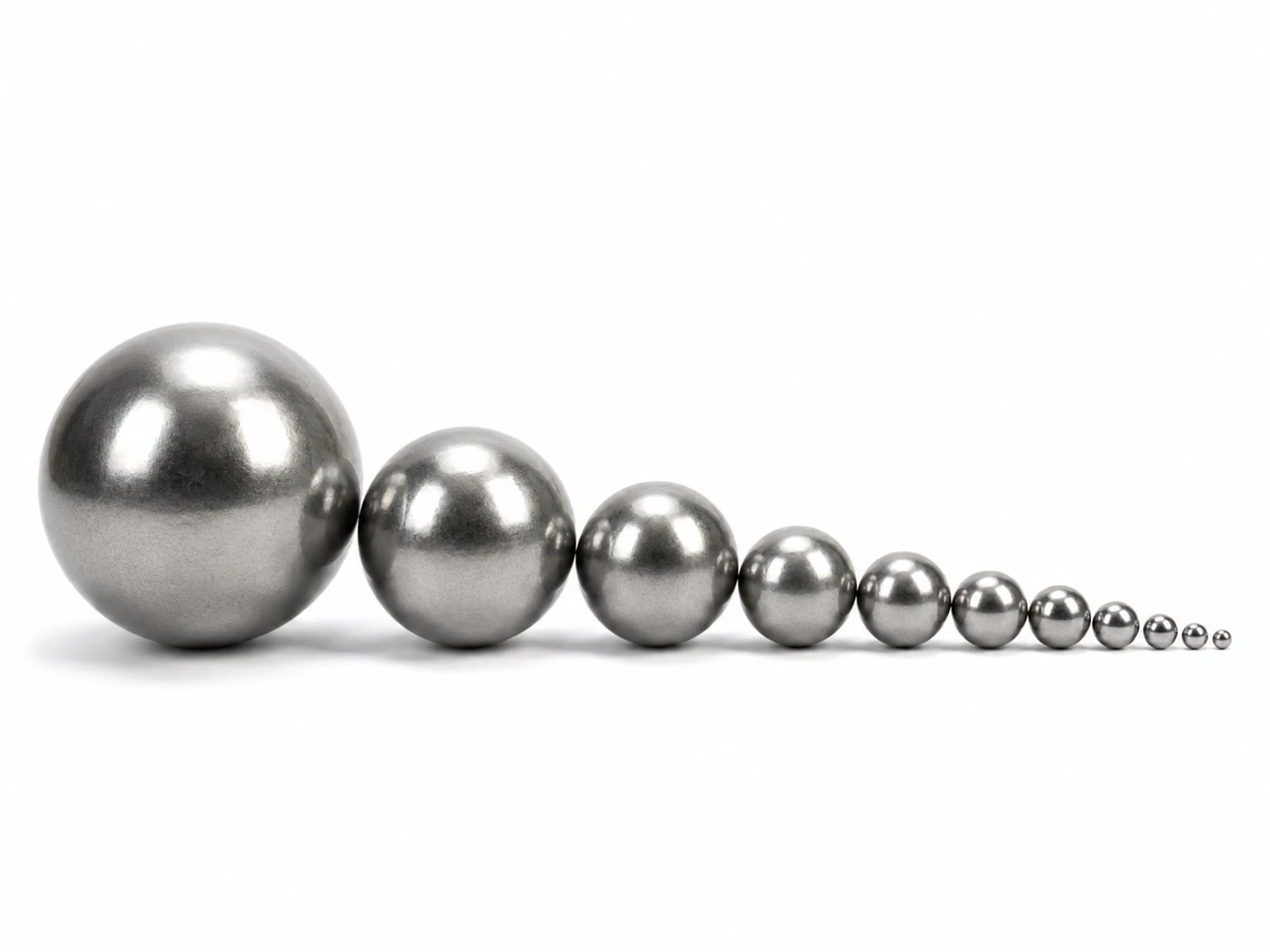 Chrome steel balls graded from large to small