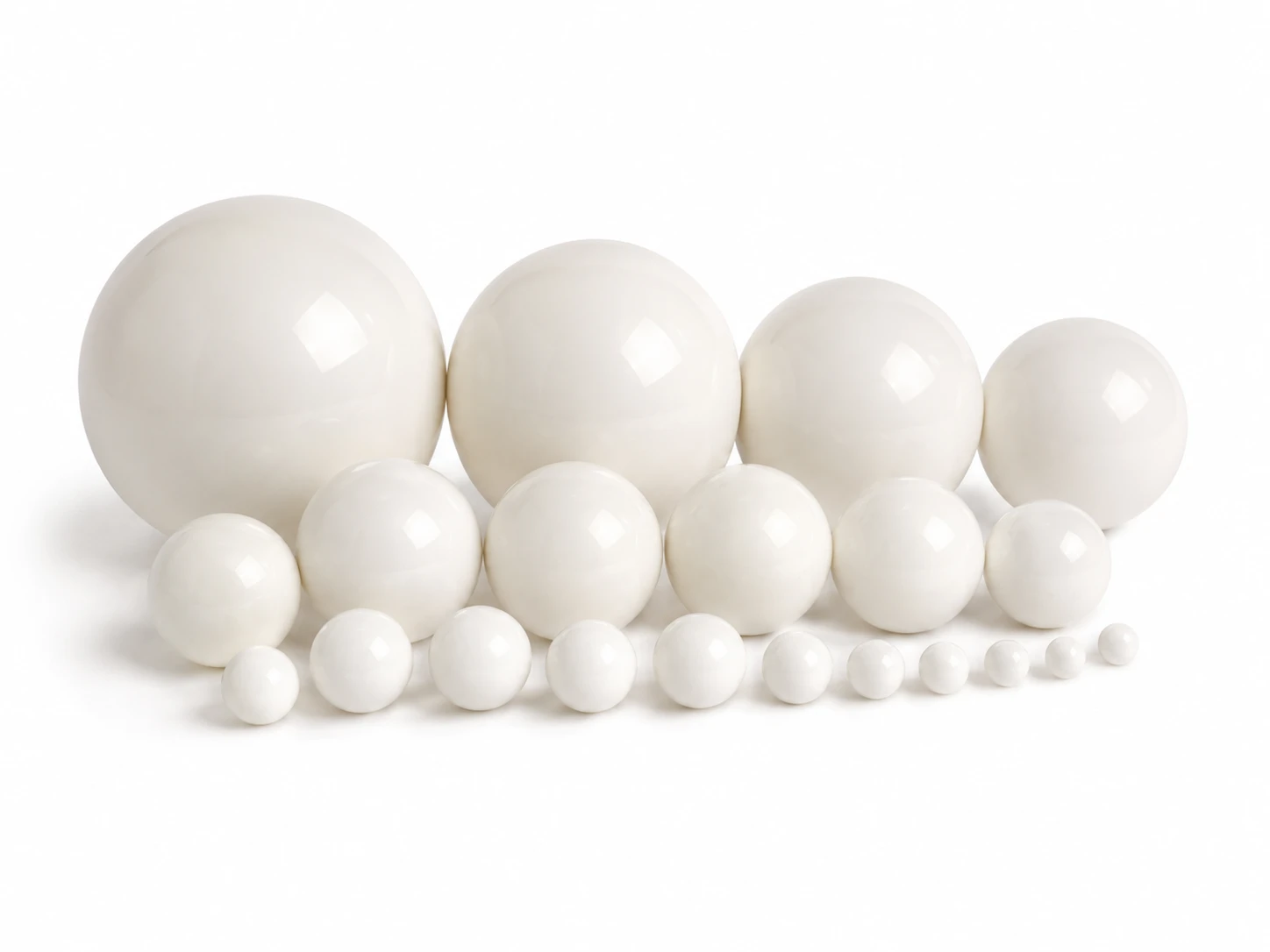 Zirconium oxide balls in assorted sizes