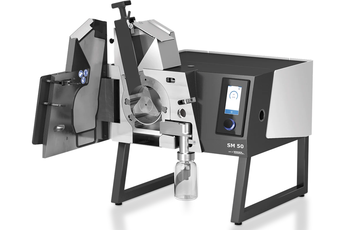 SM 50 cutting mill opened to show the grinding chamber
