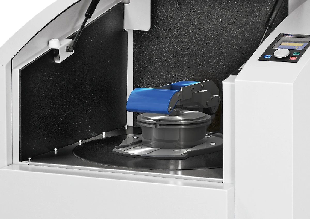 RS 200 vibratory disc mill open with grinding set