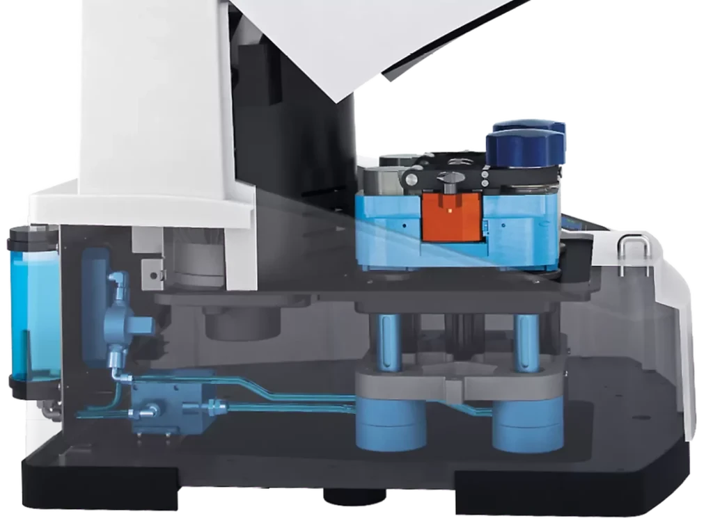 Cutaway of the Emax showing its water cooling system