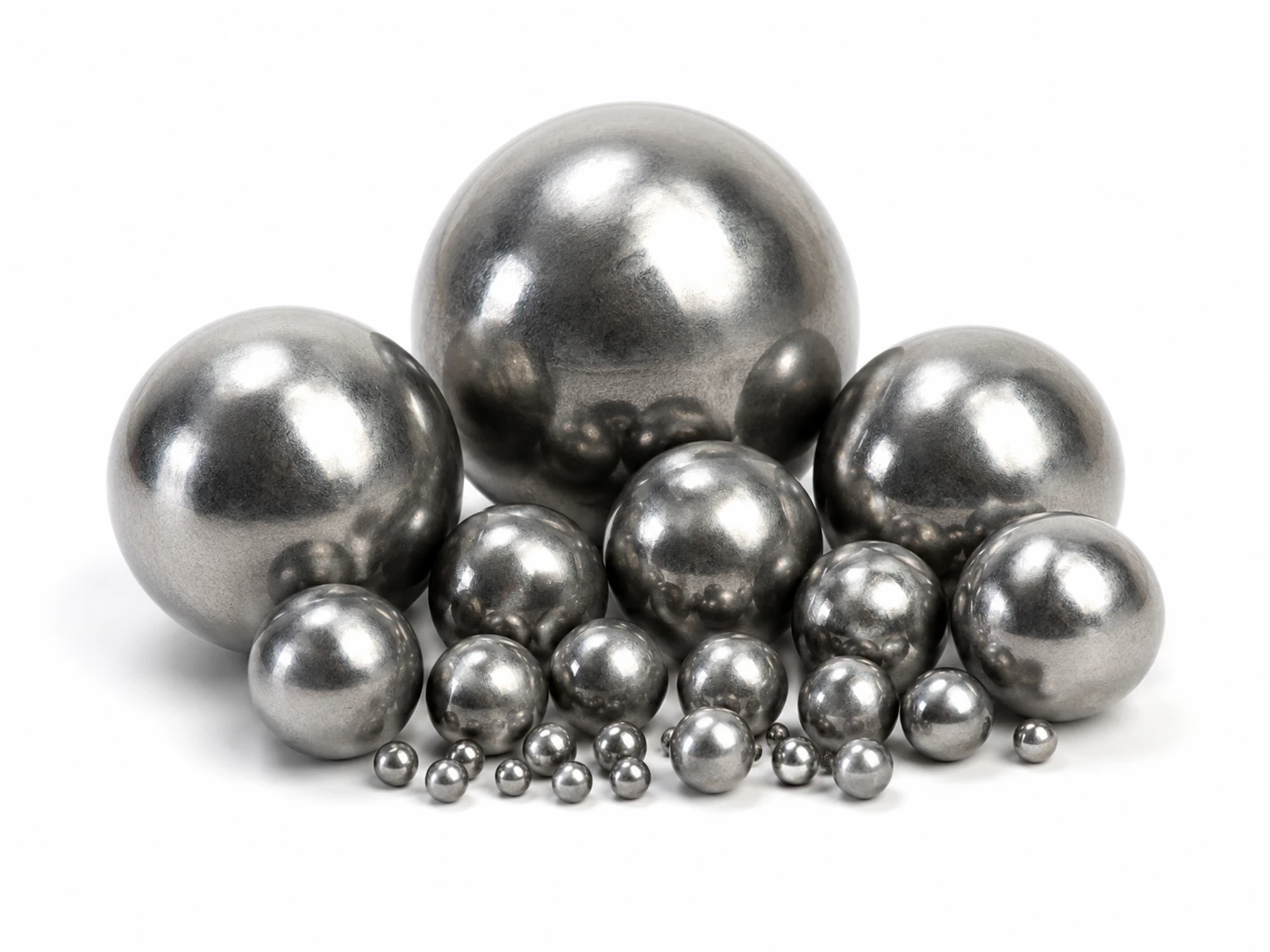 Pile of polished chrome steel grinding balls