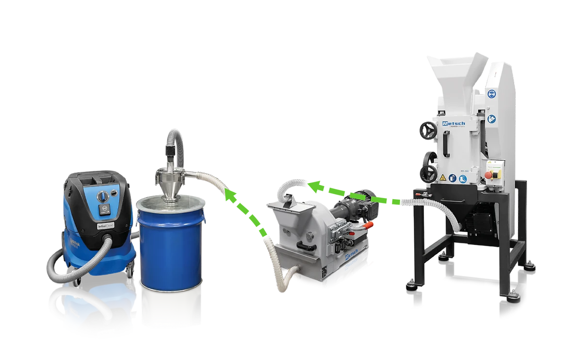 Cyclone set and vacuum cleaner connecting the BB 250 and DM 200
