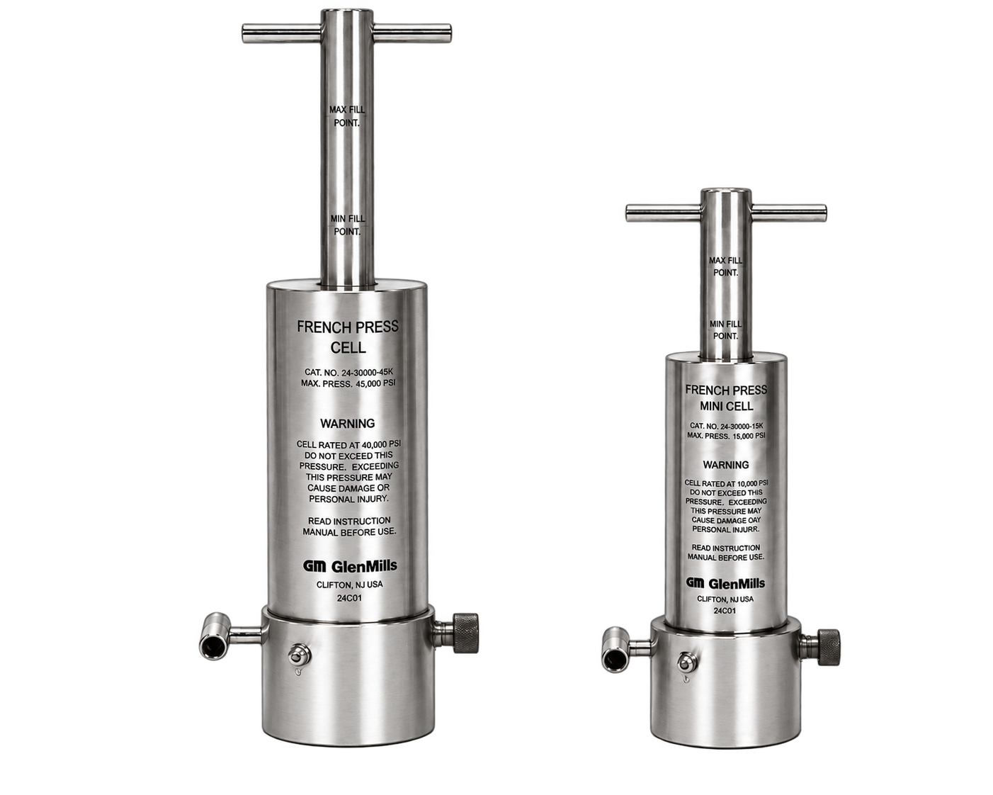 Standard and mini pressure cells for the French press
