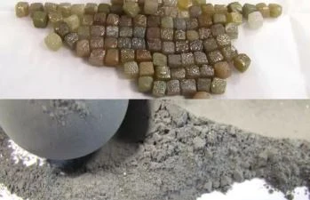 Very hard, abrasive industrial diamonds